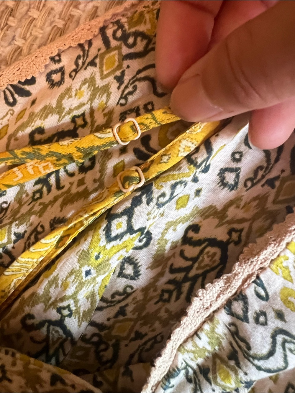 miami Yellow Tiered Patterned Spaghetti-Strap Sundress - Picture 14 of 16